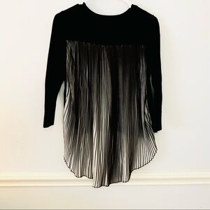 KAREN MILLEN Pleated Back Long Sleeve Top, black and white